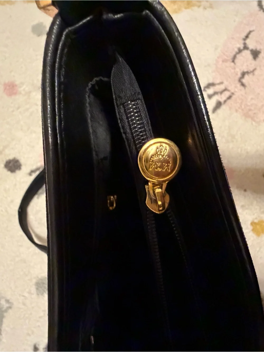 MCM Black Vintage Monogram Nylon Crossbody with Gold Plaque